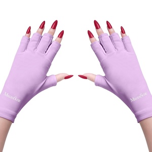 image:imageMelodySusie UV Gloves for Gel Nail Lamp Professional UPF50 UV Protection Gloves for Manicures Nail Art Skin Care Fingerless Anti UV Glove Protect Hands from UV Harm PinkDpurple