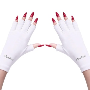 image:imageMelodySusie UV Gloves for Gel Nail Lamp Professional UPF50 UV Protection Gloves for Manicures Nail Art Skin Care Fingerless Anti UV Glove Protect Hands from UV Harm PinkCwhite