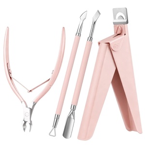 image:imageMelodysusie 4 in 1 Acrylic Nail Clippers Set with Cuticle Trimmer and DualEnded Cuticle Pusher Remover Stainless Steel Acrylic Nail Cutter Set Pedicure Manicure Acrylic Nail Tools for Home SalonLight Pink