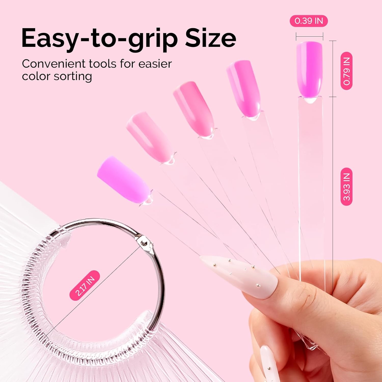image:imageMelodySusie 100 Pcs Nail Swatch Sticks with Ring Clear Swatches for Gel Polish Transparent Acrylic Practice Tips Suitable for Displaying Colors Training Nail Art for Beginners and Professionals200 Pcs