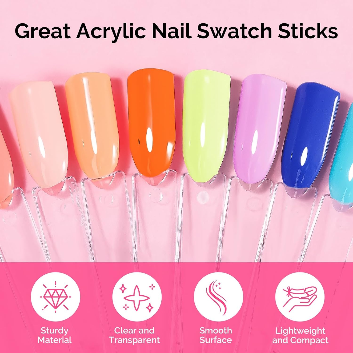 image:imageMelodySusie 100 Pcs Nail Swatch Sticks with Ring Clear Swatches for Gel Polish Transparent Acrylic Practice Tips Suitable for Displaying Colors Training Nail Art for Beginners and Professionals300 Pcs