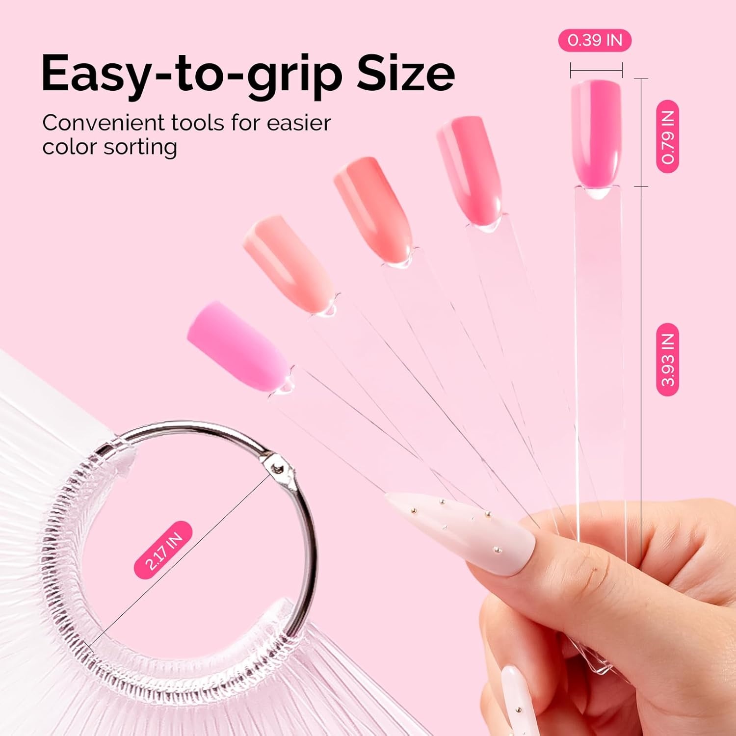 image:imageMelodySusie 100 Pcs Nail Swatch Sticks with Ring Clear Swatches for Gel Polish Transparent Acrylic Practice Tips Suitable for Displaying Colors Training Nail Art for Beginners and Professionals100 Pcs