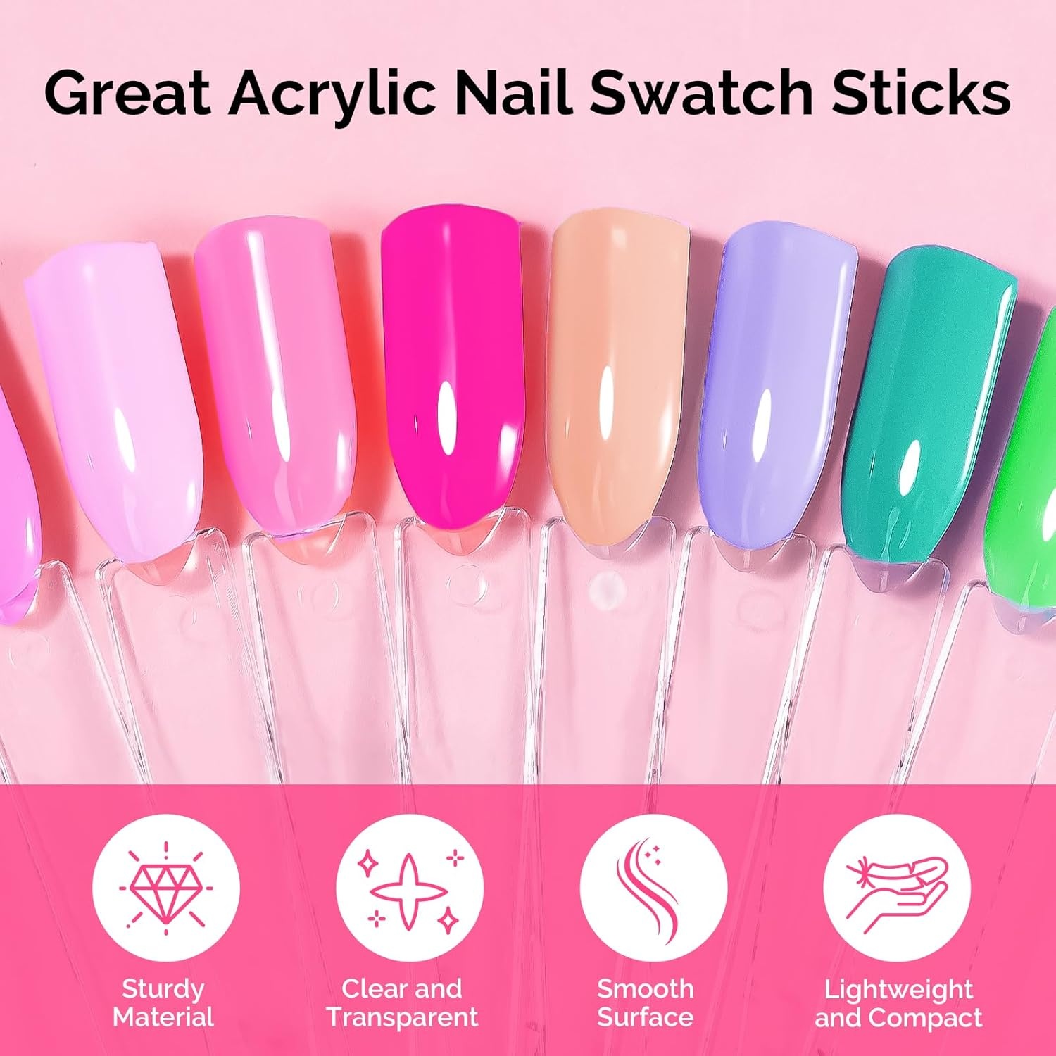 image:imageMelodySusie 100 Pcs Nail Swatch Sticks with Ring Clear Swatches for Gel Polish Transparent Acrylic Practice Tips Suitable for Displaying Colors Training Nail Art for Beginners and Professionals200 Pcs