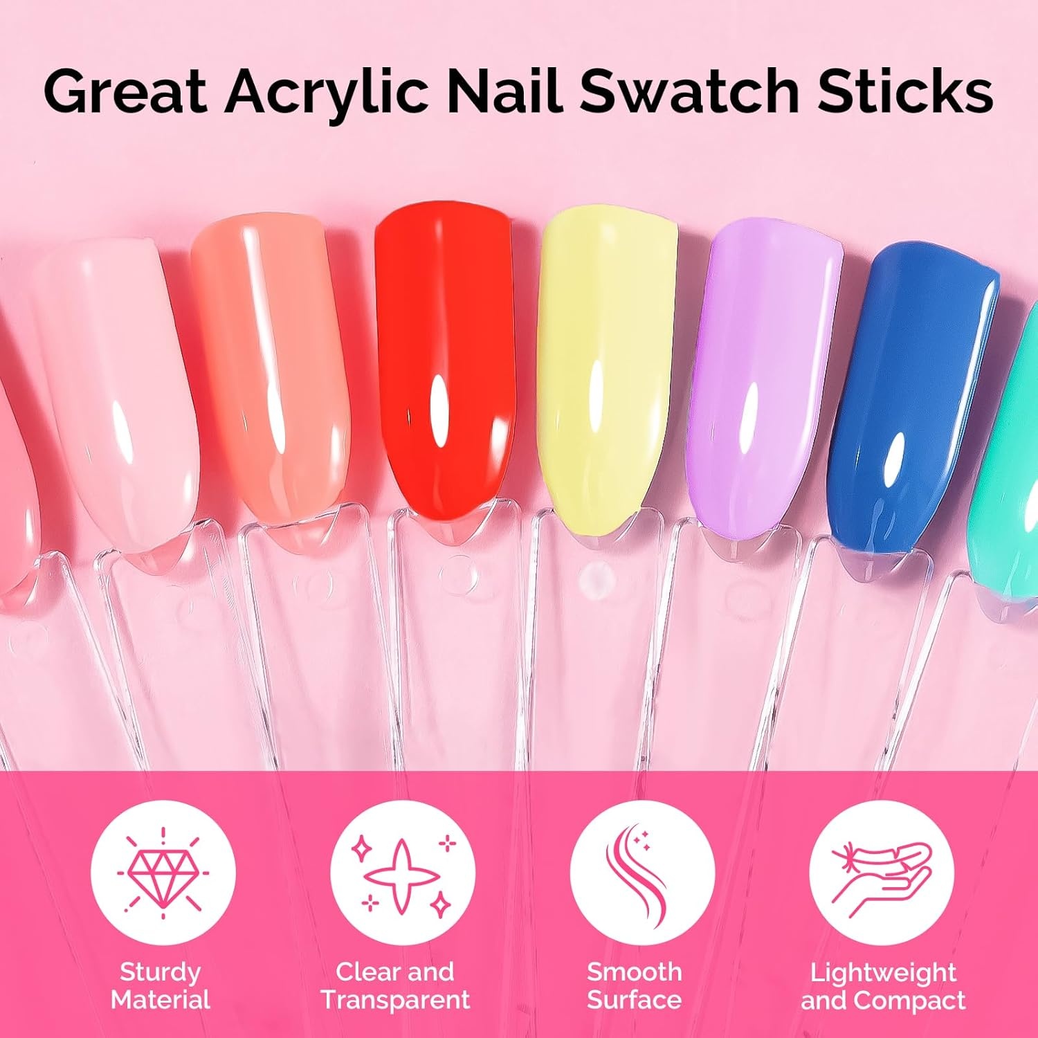 image:imageMelodySusie 100 Pcs Nail Swatch Sticks with Ring Clear Swatches for Gel Polish Transparent Acrylic Practice Tips Suitable for Displaying Colors Training Nail Art for Beginners and Professionals100 Pcs