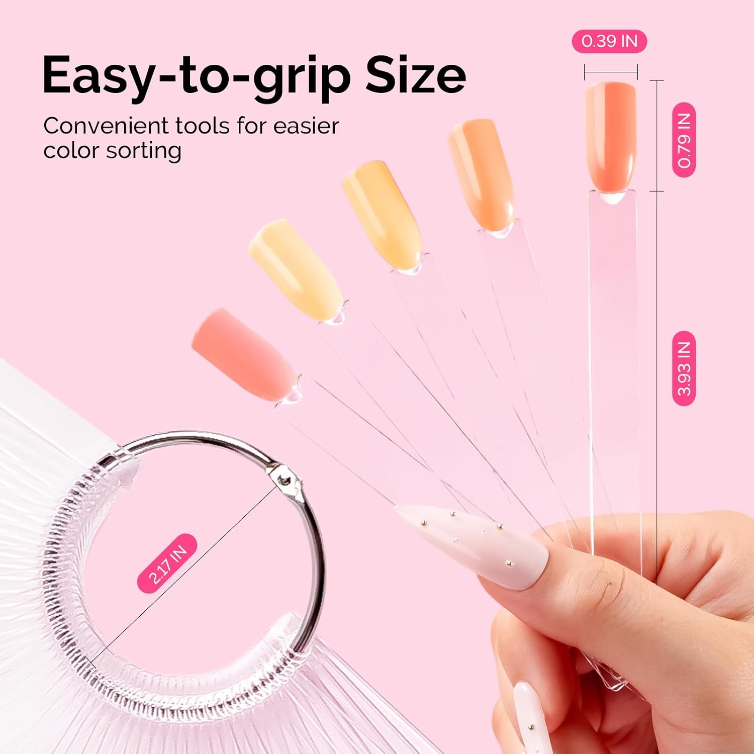 image:imageMelodySusie 100 Pcs Nail Swatch Sticks with Ring Clear Swatches for Gel Polish Transparent Acrylic Practice Tips Suitable for Displaying Colors Training Nail Art for Beginners and Professionals300 Pcs