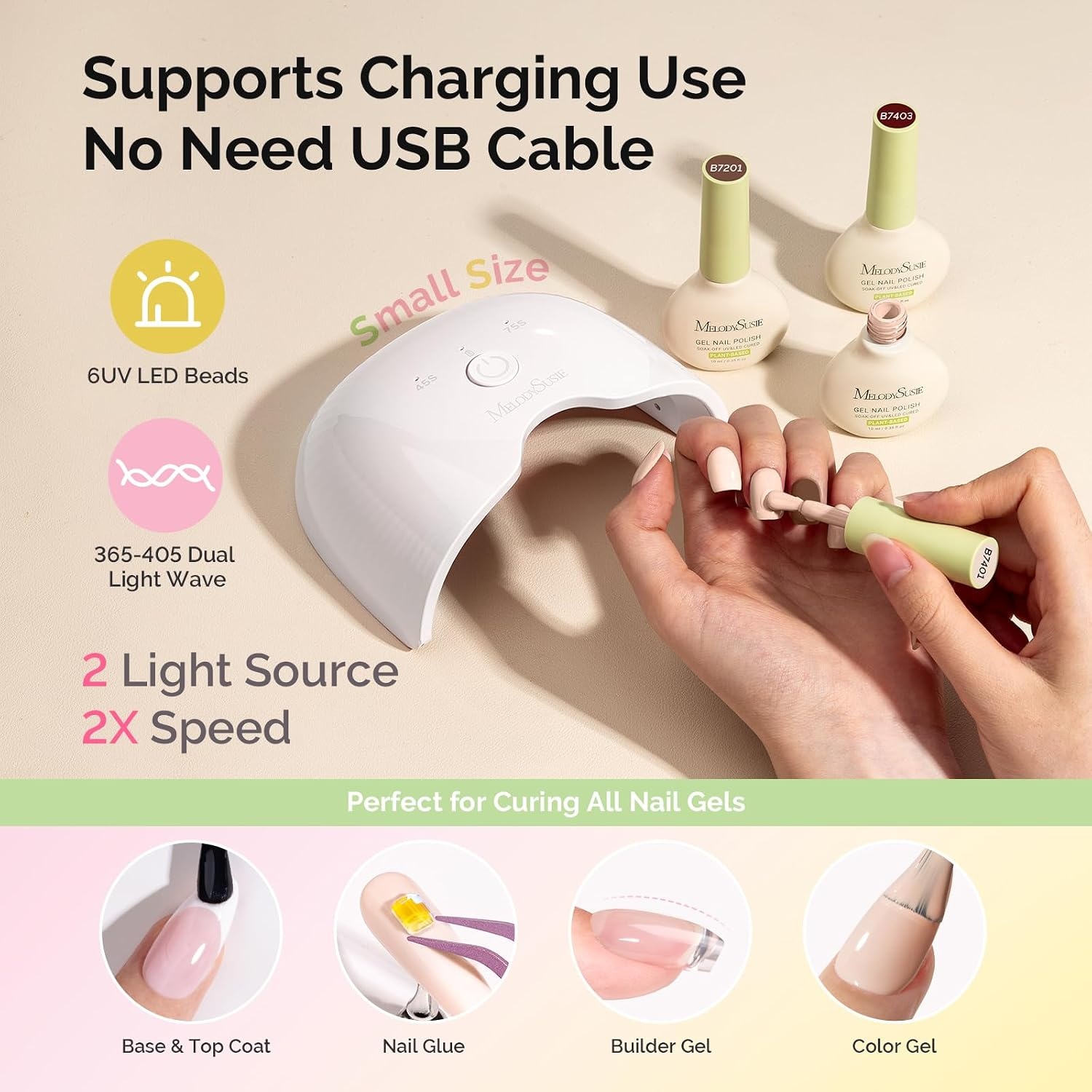 image:imageMelodySusie Gel Nail Kit with PART06G Cordless UV Lamp Rechargeable LED UV Light with Smart Sensor Classic Popular Colors Plant Based Nails Polish with Top Base Coat Builder Gel Beginner Nail KitANude Brown
