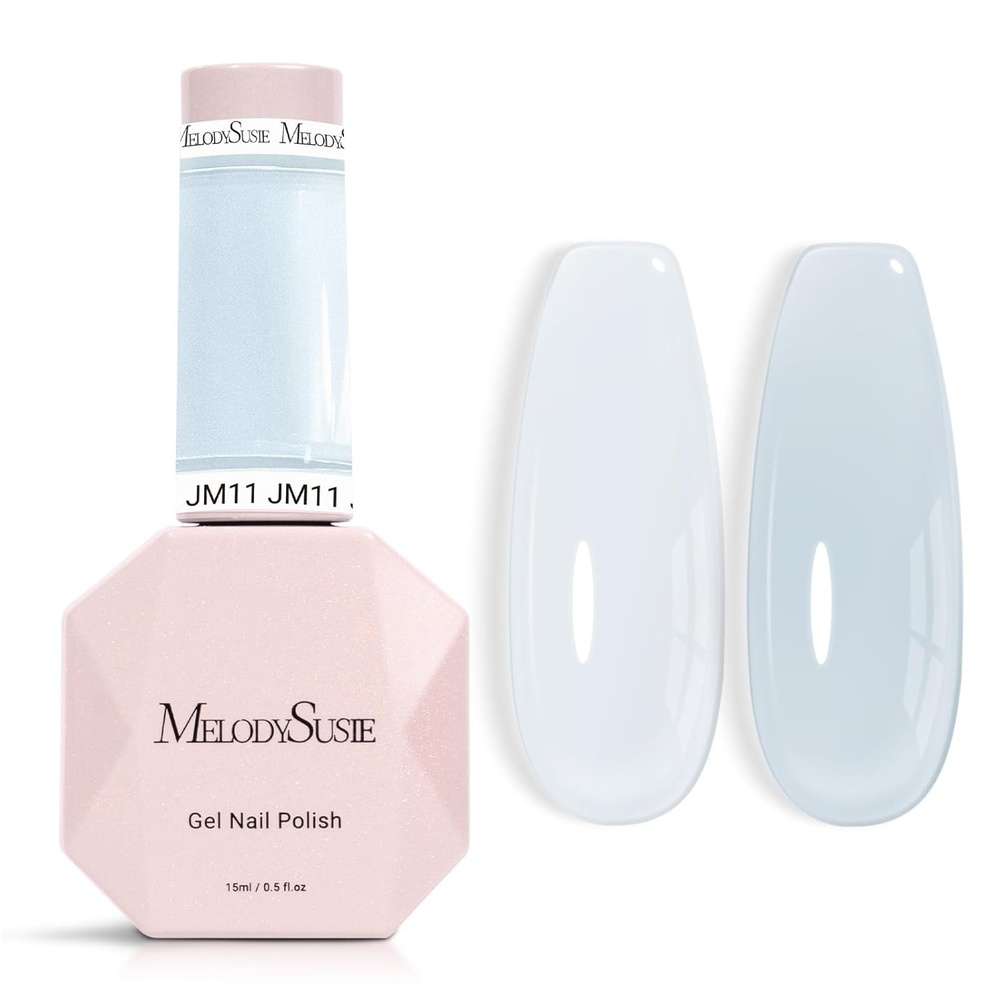 image:imageMelodySusie Gel Nail Kit with PART06G Cordless UV Lamp Rechargeable LED UV Light with Smart Sensor Classic Popular Colors Plant Based Nails Polish with Top Base Coat Builder Gel Beginner Nail KitMilky BlueJM11