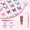 image:imageMelodySusie 100Pcs 3D Butterfly Acrylic Nail Charms Styling Set 30 Colors Chunky Gems Rhinestones with Tweezers for Acrylic Nails Extension Design Sculpted Manicure Decorations Supplies