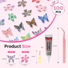 image:imageMelodySusie 100Pcs 3D Lily amp Butterfly MixedShape Nail Charms and Gems 20 Colors Flowers amp 15 Colors Butterfly Rhinestones with Tweezers for Nail Art Manicure Decorations and DIY Crafting