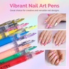 image:imageMelodySusie 12pcs Nail Art Pens Set and Acrylic Nail Tools Storage Box with 18 Holes amp 7 Compartments
