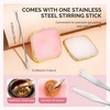 image:imageMelodySusie 2PCS Square Shape Resin Nail Art Palette Set with Stainless Steel Mixing Stick Professional Color Mixing Board for Gel Polish Acrylics Pigment Blending Salon and DIY Makeup ToolMulticolor