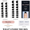 image:imageMelodySusie 30PCS Semi Cured Gel Nail Strips Classic White French Works with Nail Lamp Salon Quality Long Lasting Easy to Apply and Remove Includes 2 Prep Pads Nail File and Wooden StickBlack French Tip