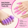 image:imageMelodySusie 6PCS Gel Polish Remover Tools Kit  10 Clips 100 LintFree Wipes Files 100180 Buffer Block 4004000 Brush Cuticle Pusher Purple21pcs