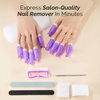 image:imageMelodySusie 6PCS Gel Polish Remover Tools Kit  10 Clips 100 LintFree Wipes Files 100180 Buffer Block 4004000 Brush Cuticle Pusher Purple6PCSKIT