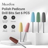 image:imageMelodySusie 6Pcs Polish Pedicure Nail Drill Bits with 16 Holes Bits Holder Set Silicone Rubber Drill Bit for Pedicure Manicure Gel Grinding and Polishing PinkPolish Bits with Purple Holder