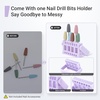 image:imageMelodySusie 6Pcs Polish Pedicure Nail Drill Bits with 16 Holes Bits Holder Set Silicone Rubber Drill Bit for Pedicure Manicure Gel Grinding and Polishing PinkPolish Bits with Purple Holder