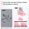 image:imageMelodySusie 6Pcs Polish Pedicure Nail Drill Bits with 16 Holes Bits Holder Set Silicone Rubber Drill Bit for Pedicure Manicure Gel Grinding and Polishing PinkPolish Bits with Pink Holder