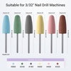 image:imageMelodySusie 6Pcs Polish Pedicure Nail Drill Bits with 16 Holes Bits Holder Set Silicone Rubber Drill Bit for Pedicure Manicure Gel Grinding and Polishing PinkPolish Bits with Purple Holder