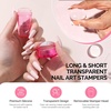 image:imageMelodySusie French Nail Stamper Nail Stamper Kit Silicone Nail Stamp Long and Short Stampers with Scrapers 4PCS Nail Stamper Tool for French Manicure DIY Home Nail Design Salon PurplePink