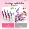 image:imageMelodySusie GelCarousel For Nail Polish Bottle Holder and Nail Art Tools Organizer4PCS Adjustable Resin Nail Art Palette Finger Rings Set12 Holes Nail Drill Bits Holder and Butterfly Nail Charms