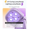 image:imageMelodySusie Handheld UV Light for Gel Nails with Stand Mini Portable Cordless Nail Lamp with LCD Display EyeProtective Cover Flash Curing for Glue WhitePurple