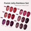 image:imageMelodySusie Jelly Gel Nail Polish Set6 Transparent ColorsMilky or Jelly TextureAutumn and Winter Dark Colors Soak Off UV LED Light Cure or Salon Manicure and Nail Art DIY at HomeDeep Red Jelly Gel Set