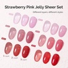 image:imageMelodySusie Jelly Gel Nail Polish Set6 Transparent ColorsMilky or Jelly TextureAutumn and Winter Dark Colors Soak Off UV LED Light Cure or Salon Manicure and Nail Art DIY at HomeStrawberry Pink Jelly Sheer Set