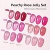 image:imageMelodySusie Jelly Gel Nail Polish Set6 Transparent ColorsMilky or Jelly TextureAutumn and Winter Dark Colors Soak Off UV LED Light Cure or Salon Manicure and Nail Art DIY at HomePeachy Rose Jelly Set 15ML