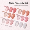 image:imageMelodySusie Jelly Gel Nail Polish Set6 Transparent ColorsMilky or Jelly TextureAutumn and Winter Dark Colors Soak Off UV LED Light Cure or Salon Manicure and Nail Art DIY at HomeNude Pink Jelly Set