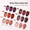 image:imageMelodySusie Jelly Gel Nail Polish Set6 Transparent ColorsMilky or Jelly TextureAutumn and Winter Dark Colors Soak Off UV LED Light Cure or Salon Manicure and Nail Art DIY at HomeRose Red Jelly Set