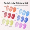 image:imageMelodySusie Jelly Gel Nail Polish Set6 Transparent ColorsMilky or Jelly TextureAutumn and Winter Dark Colors Soak Off UV LED Light Cure or Salon Manicure and Nail Art DIY at HomePastel Jelly Rainbow Set
