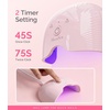 image:imageMelodySusie Mini Cordless UV Nail Lamp PART06G Rechargeable Portable LED UV Light with Smart Sensor 4Finger Curing for All Soft Gels Especially HalfCured Gel Base Coat amp Top Coat WhitePink