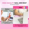 image:imageMelodySusie Nail Arm Rest Soft PU Leather Wrist Support Cushion Portable Hand Rest for Acrylic Gel Nail Art EasyClean for Home Salon Travel PinkPink