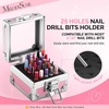 image:imageMelodySusie Nail Drill Bits Holder 25 Holes Case Portable Dustproof Displayer Organizer Container Nail Tech Professional Nail Art Tool Travel Salon Home Silver Drill Bits Not IncludedPink