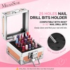 image:imageMelodySusie Nail Drill Bits Holder 25 Holes Case Portable Dustproof Displayer Organizer Container Nail Tech Professional Nail Art Tool Travel Salon Home Silver Drill Bits Not IncludedAurora