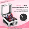 image:imageMelodySusie Nail Drill Bits Holder 25 Holes Case Portable Dustproof Displayer Organizer Container Nail Tech Professional Nail Art Tool Travel Salon Home Silver Drill Bits Not IncludedBlack