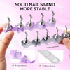 image:imageMelodySusie Nail Stand for Press Ons 3 PCS Shiny Magnetic Bases Sets for Practice Painting Display with Brush Holder and 100 Pcs Reusable DoubleSided Tape for Home DIY Salon SuppliesPurple  Gray