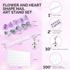 image:imageMelodySusie Nail Stand for Press Ons 3 PCS Shiny Magnetic Bases Sets for Practice Painting Display with Brush Holder and 100 Pcs Reusable DoubleSided Tape for Home DIY Salon SuppliesPurple  Gray