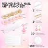 image:imageMelodySusie Nail Stand for Press Ons 3 PCS Shiny Magnetic Bases Sets for Practice Painting Display with Brush Holder and 100 Pcs Reusable DoubleSided Tape for Home DIY Salon SuppliesPink  brown