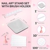 image:imageMelodySusie Nail Stand for Press Ons Super Pink Metal Round With Butterfly Pattern Magnetic Base for Painting Display with Brush Holder And Reusable DoubleSided Tape for Home DIY Salon SuppliesSilver Heart