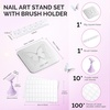 image:imageMelodySusie Nail Stand for Press Ons Super Pink Metal Round With Butterfly Pattern Magnetic Base for Painting Display with Brush Holder And Reusable DoubleSided Tape for Home DIY Salon SuppliesSilver Butterfly