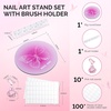 image:imageMelodySusie Nail Stand for Press Ons Super Pink Metal Round With Butterfly Pattern Magnetic Base for Painting Display with Brush Holder And Reusable DoubleSided Tape for Home DIY Salon SuppliesPink Round