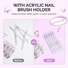 image:imageMelodySusie Nail Stand for Press Ons Super Pink Metal Round With Butterfly Pattern Magnetic Base for Painting Display with Brush Holder And Reusable DoubleSided Tape for Home DIY Salon SuppliesSilver Butterfly