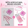 image:imageMelodySusie Nail Stand for Press Ons Super Pink Metal Round With Butterfly Pattern Magnetic Base for Painting Display with Brush Holder And Reusable DoubleSided Tape for Home DIY Salon SuppliesPink Square