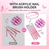 image:imageMelodySusie Nail Stand for Press Ons Super Pink Metal Round With Butterfly Pattern Magnetic Base for Painting Display with Brush Holder And Reusable DoubleSided Tape for Home DIY Salon SuppliesPink Round