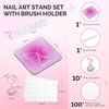 image:imageMelodySusie Nail Stand for Press Ons Super Pink Metal Round With Butterfly Pattern Magnetic Base for Painting Display with Brush Holder And Reusable DoubleSided Tape for Home DIY Salon SuppliesPink Square