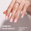 image:imageMelodySusie Press On Nails Short Square Point Pink Longlasting amp Glossy Finish Reusable with Glue for Woman Girl 16 Sizes32Pcs Fake Nails Kit Fall Halloween NailsShort Square Petale Pink