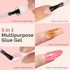 image:imageMelodySusie Top Coat Builder Gel Base Coat No Wipe Glossy Set Long Lasting Shine Finish Soak Off UV LED Nail Lamp Nail Polish Art Design Manicure Kit Perfect Gifts for Women Girls 3 Pcs 15ml ClearTop Coat  Base Coat and Nail Glue Set