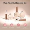 image:imageMelodySusie Top Coat Builder Gel Base Coat No Wipe Glossy Set Long Lasting Shine Finish Soak Off UV LED Nail Lamp Nail Polish Art Design Manicure Kit Perfect Gifts for Women Girls 3 Pcs 15ml ClearTop Coat  Base Coat and Blooming Gel Clear Set