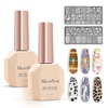 image:imageMelodySusie 2PCS Nail Foil Glue Gel and 2PCS Stamping Plates 15ML Soak Off LEDLUV Foil Transfer Adhesive for Nail Art Professional Strong Sticky Base for Nail Foils amp Stickersclear nail foil glue set